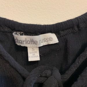 Charlotte Russe Cold Shoulder Cropped Lace Top